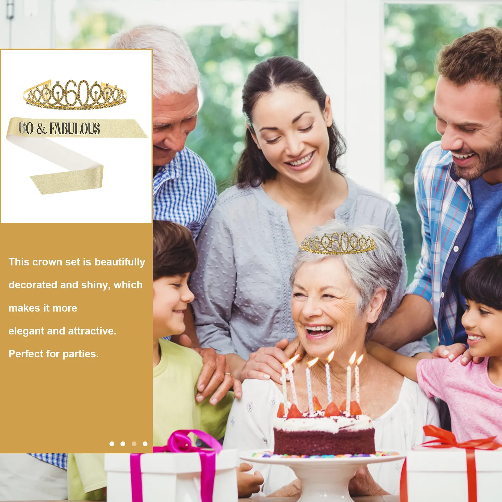 

Набор для дня рождения: Корона и лента для 60-летия, блестящие, удобные, для женщин, великолепные украшения для вечеринки