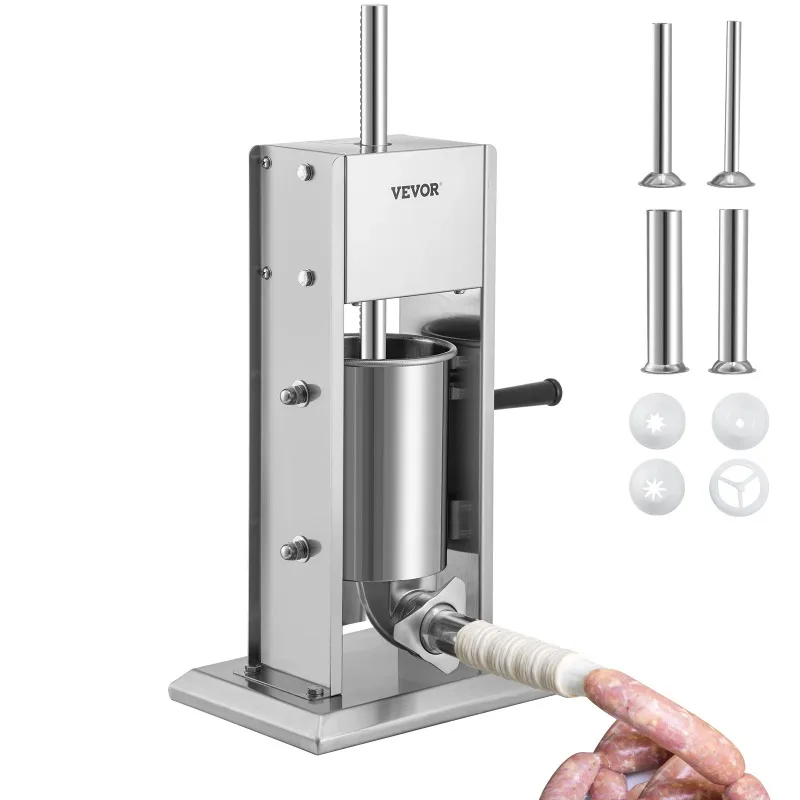 Manual Sausage Stuffer 5LBS/3L Capacity Two Speed 304 Stainless Steel Vertical Sausage Stuffer Sausage Filling Machine