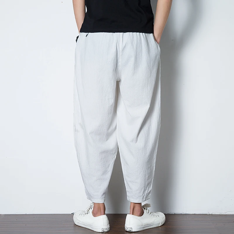 100% coton Cool été décontracté pantalon homme à la mode japonais pantalon court lâche jambe large pantalon femmes