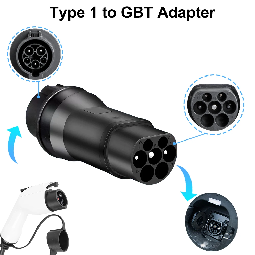 Type 1 to Type 2 Adapter Electric Vehicle Charger Type 2 to Type 1 AC Adaptor GB/T EVSE Charging Convertor For Electric Cars