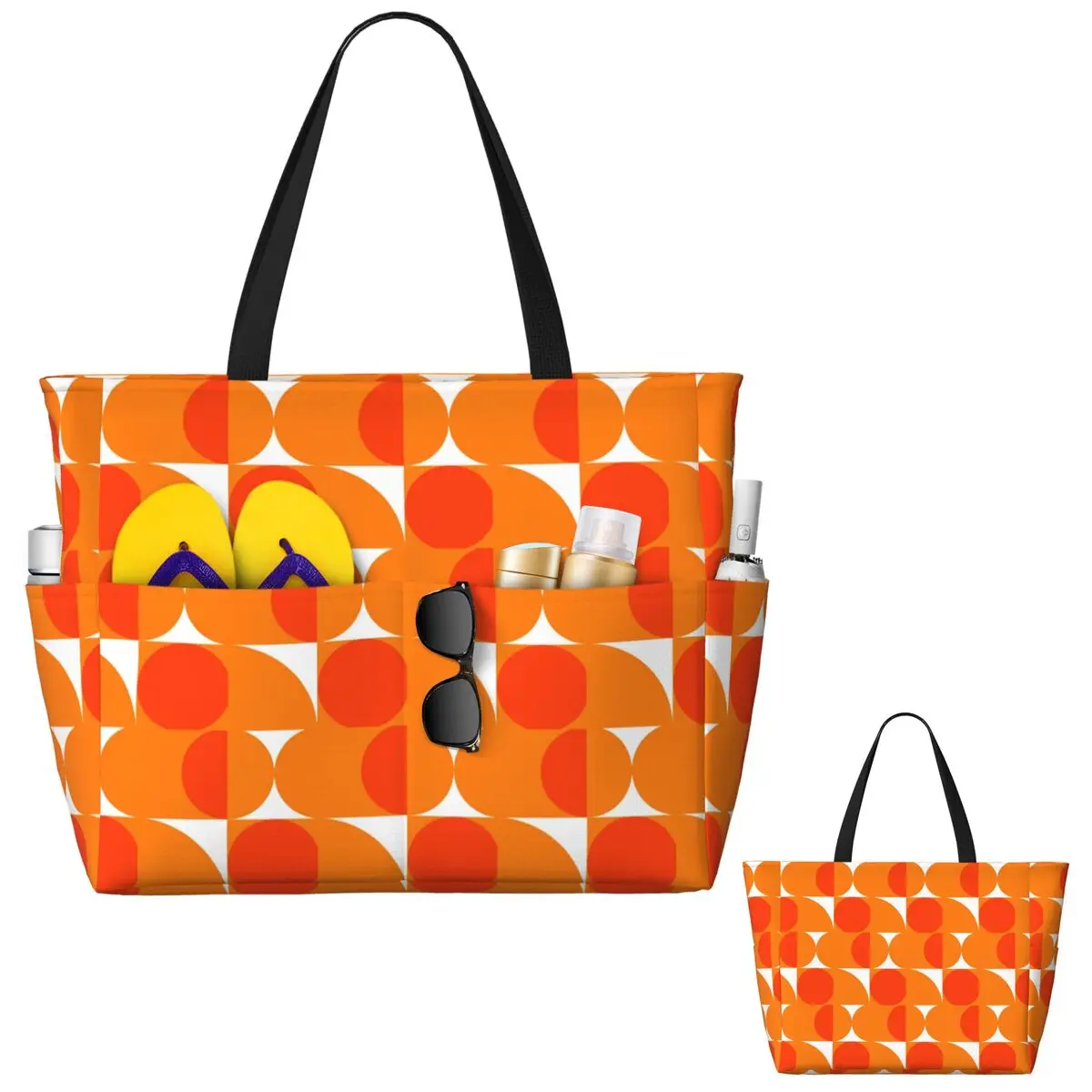 Borsa tote da spiaggia arancione Bauhau Sport Palestra Yoga Borsone Borsa tote grande Borsa da viaggio da donna Borsa da fitness