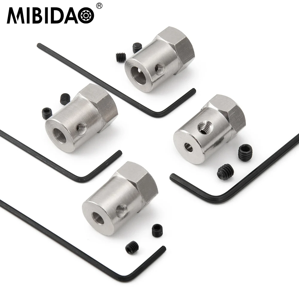 MIBIDAO Tire Connector Hexagonal Shaft Hex Coupling 6mm 5mm 4mm 3mm With Screw Wrench for RC Model Cars Connecting Parts