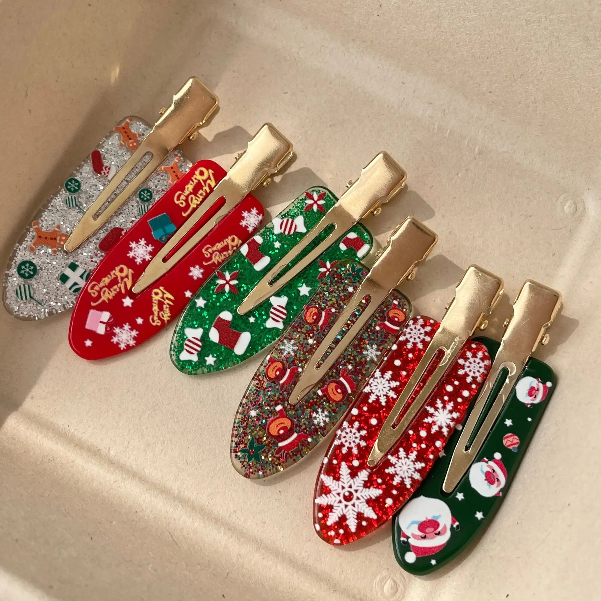 1pcs candy Christmas socks gift Elk New English letter Christmas claw clip hairpin hair clips for girls