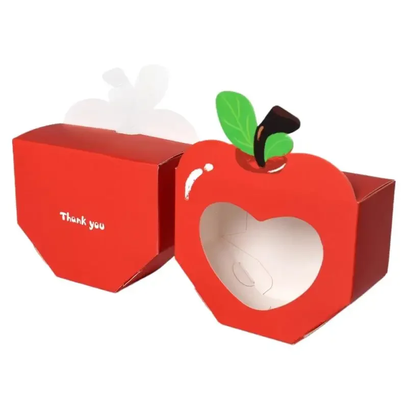 10 stuks Apple Window Candy Dozen Hart Winow Geschenkdoos Mini Rode Snack Zoete Papierhouder Voor School Verjaardag Bruiloft Gunst