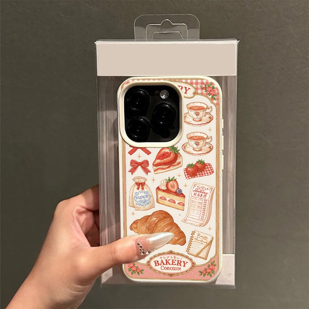 Croissant Bakery Phone Case Colorful New Shockproof Button Cover Compatible with iPhone 17 Max 14 15 Plus Pro 11 12 13 16 Air