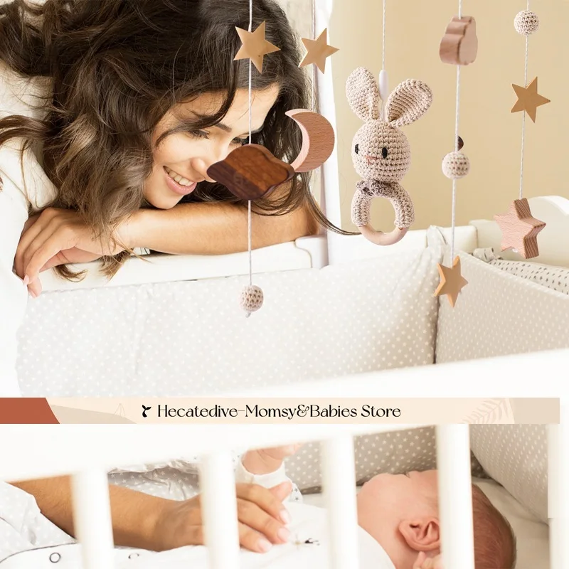 【Must Have】 Chocalhos e celulares para bebês brinquedos educativos Crochet Animal Crib Mobile ​   mini decorações brinquedos exclusivos coisas de bebê