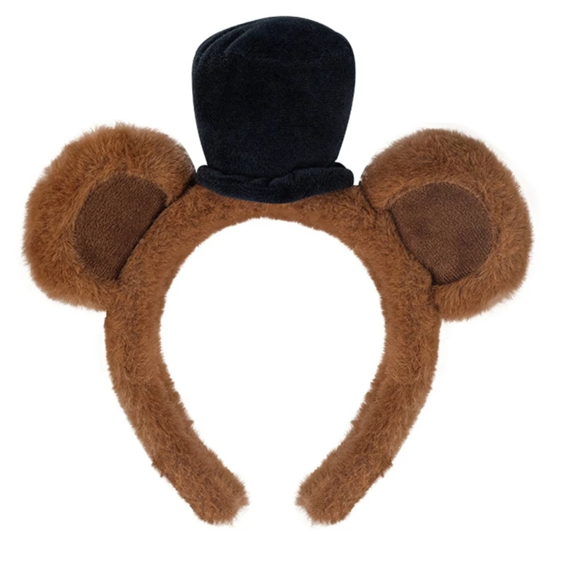 Lovely Plush Bear Ear Headband for Women Girl Birthday Party Gathering Headpiece School Event Accessory Stage Hairhoop