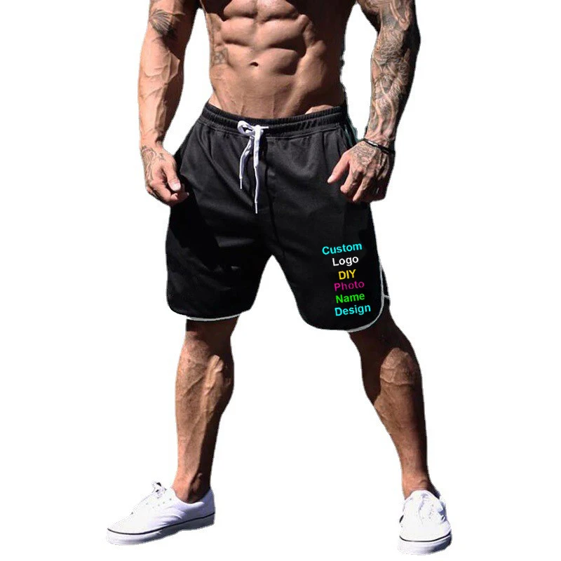 

Customized Logo Mens Loose Beach Shorts Quick Dry Mesh Cool Elastic Waist Drawstring Gym Fitness Training Running Short Pants