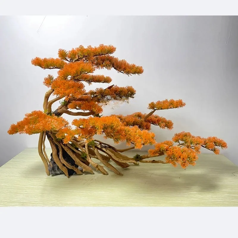 

YD Artificial Greeting Pine Living Room Entrance Bonsai Pine Tree Decoration Fish Tank Dead Wood Green Plant Landscape