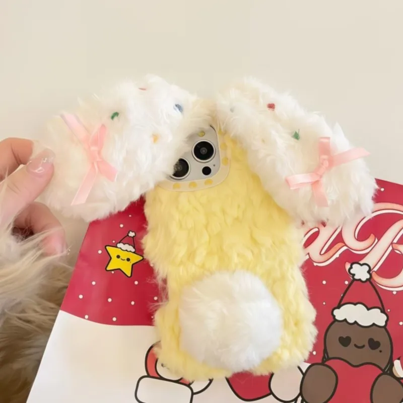 

3D Handmade Plush Rabbit Case For iPhone 17 Pro 16 15 14 13 12 11 Pro max Heavy industry custom cute Japanese Korean ins cover