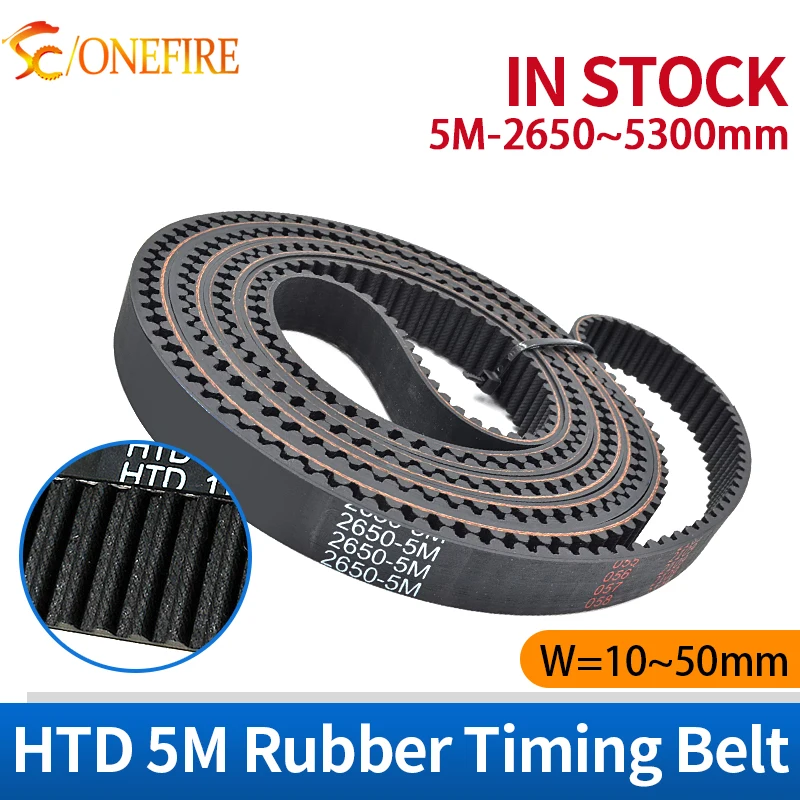 

HTD 5M Timing Belt Length 2650 2910 3200 3800 5300mm 5M Rubber Belt Width 10~50mm for CNC Belt HTD5M Closed Loop Belts