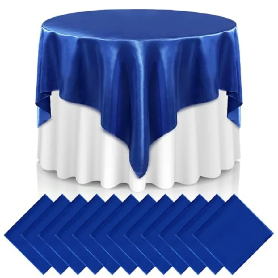 

12 шт. 72-дюймовых скатертей из сатина королевского синего цвета, гладкая ткань, для свадеб, вечеринок, банкетов, украшения обеденных столов