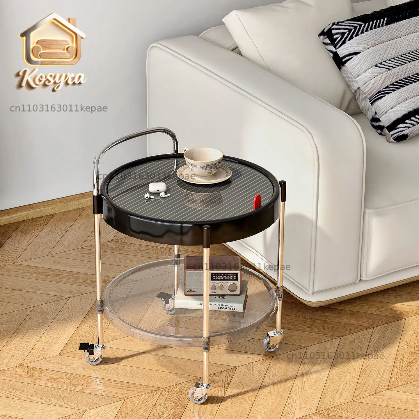 Side table removable living room sofa side cabinet balcony small coffee table bedroom bedside second floor trolley creative