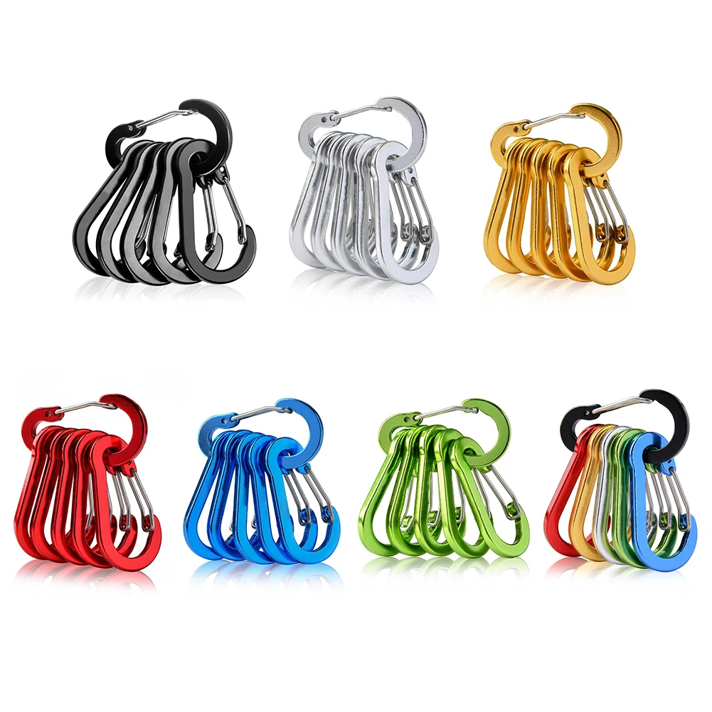 1-12PCS Carabiner Clip Set Tourist Hooks Aluminium Alloy Fishing Carbin Buckle Caribiner Key Holder Keychain Camping Karabiners