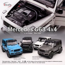 Iscale 1/18 scale FOR Benz G63 4X4 SUV Metal car model static decoration Holiday gift collection multi-colored  send friends