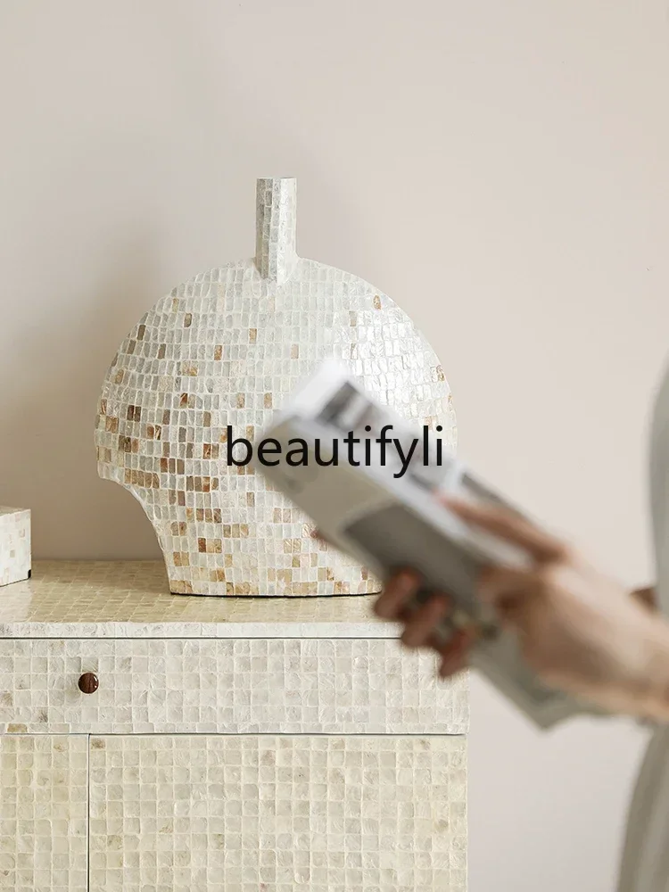 

ss CCreative designer shell vase light luxury high-end home living room flower arrangement device
