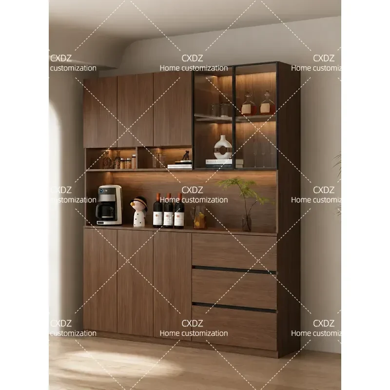 Solid Wood Dining Side Cabinet Wall Mounted Storage Locker Modern Simple Kitchen Cupboard Household Living Room Wine Cabinet