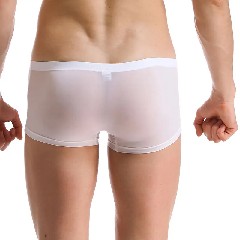 Boxer da uomo estivi in seta di ghiaccio senza cuciture intimo ultrasottile Sexy U Pouch mutande pantaloncini mutandine traspiranti traslucide solide