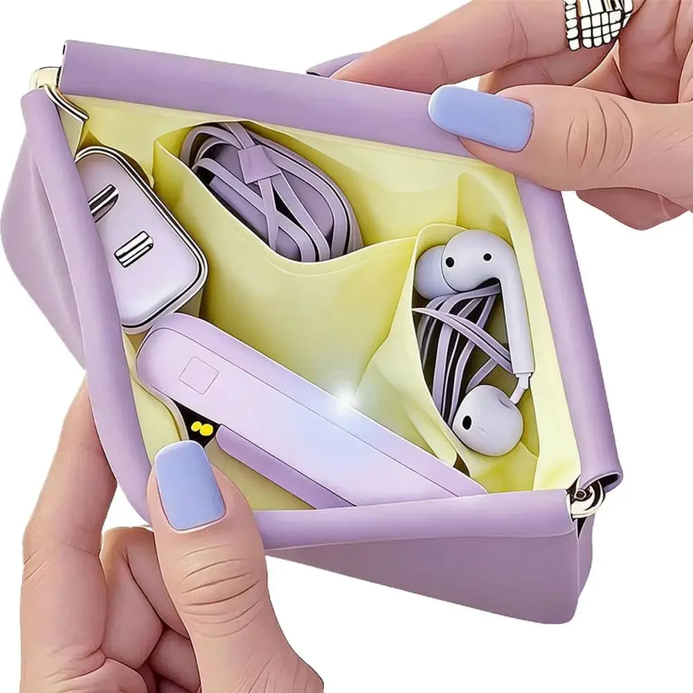 Portable Pu Leather Makeup Pouch Small Self-closing Storage Bag_voghion.com