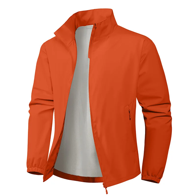 Men's Autumn Stand Collar Lightweight Jacket Casual Outdoor Sports Solid Color Breathable Fitness Running Streetwear Versatile 13