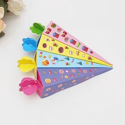 25Pcs Small Ice Cream Cone Candy Box Heart Dessert Table Favor Gift Packaging Boxes Wedding Birthday Christmas Party Decoration
