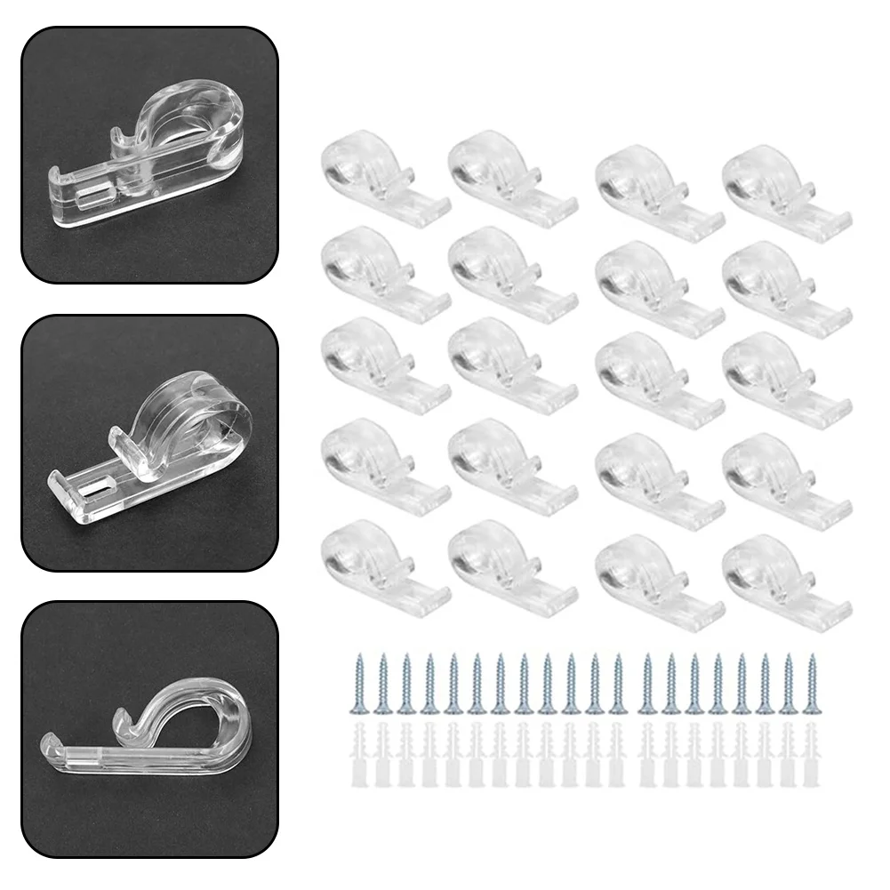 

20pcs Plastic Modern Window Shade Roller Cord Guide Fixation Hook Clip For Blinds Clear P Clip Blind Cord Holder Fixation Hook
