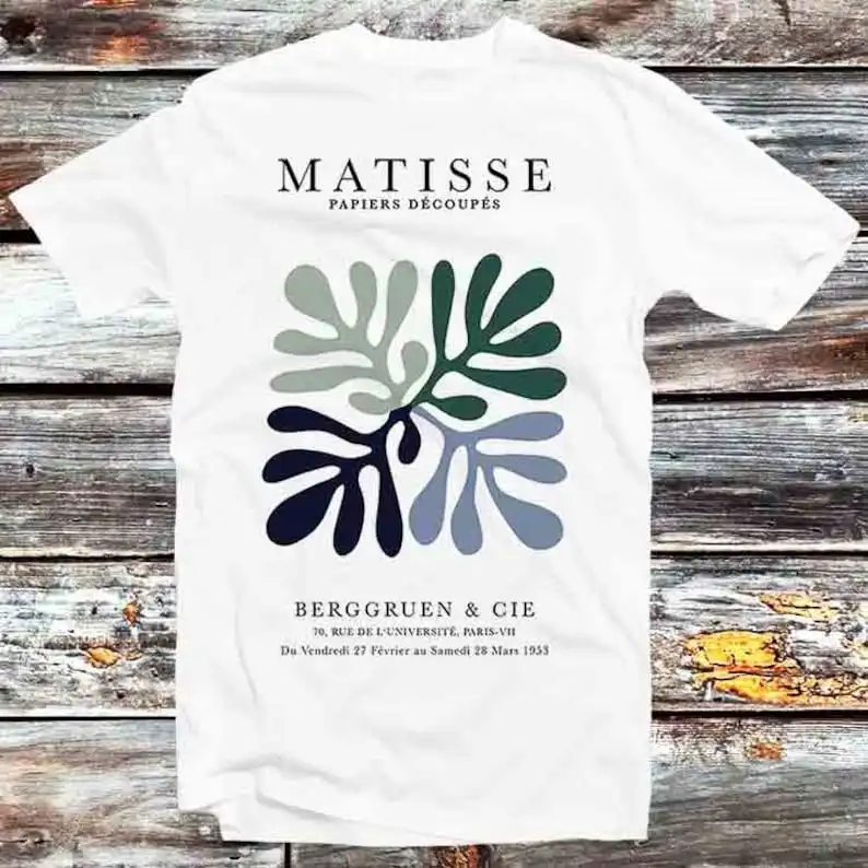 Henri Matisse Flower Paper Decoupes Art Dark Colors T Shirt Vintage Retro Gift Mens Womens Unisex Cartoon Anime Top Tee B1245