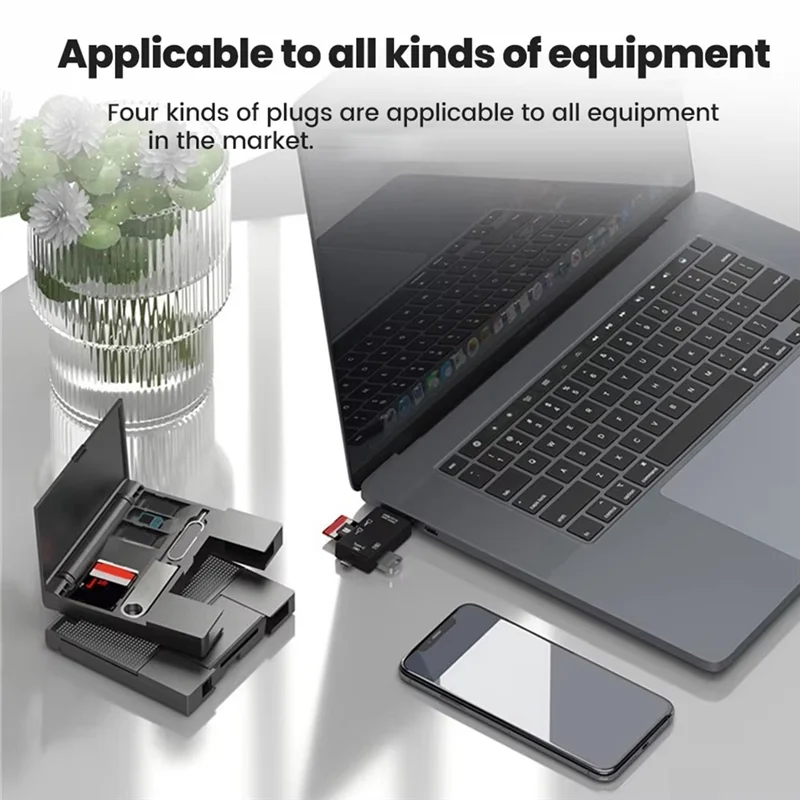 ABKI-7 In1 قارئ بطاقات متعدد الوظائف صندوق تخزين USB2.0 TF SD بطاقة الذاكرة حافظة مايكرو نوع C محول بطاقة صندوق تخزين B