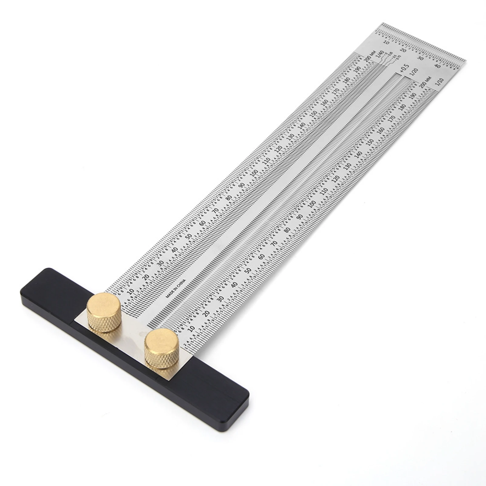 ZK30 Stainless Steel T Type Hole Ruler Scribing Gauge Woodworking Marking Tool with Automatic Pencil200mm