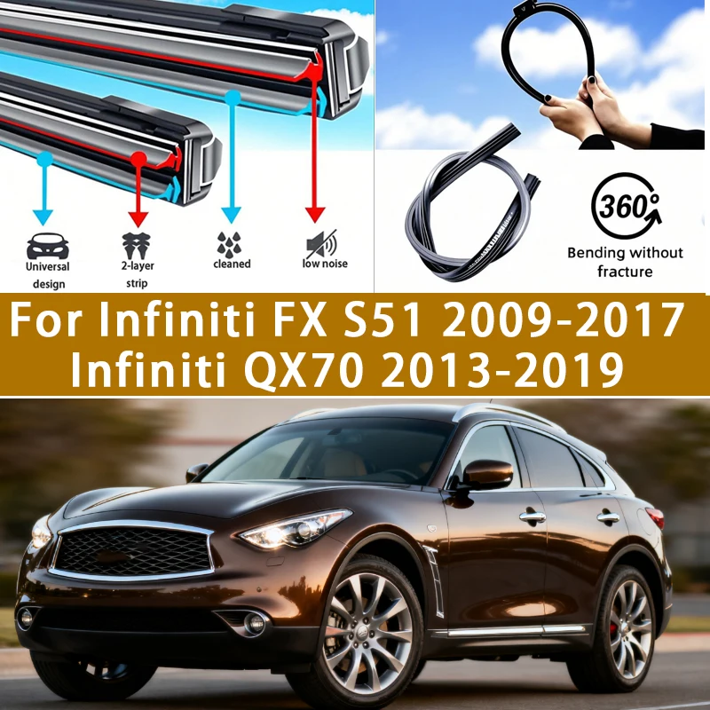 

For Infiniti FX S51 2009-2017 2016 Infiniti QX70 2013-2019 Front Windshield Wiper Blades 2pcs Windscreen Window Accessories