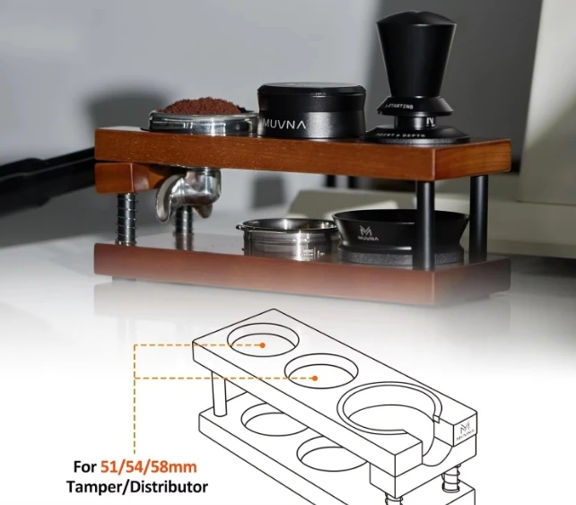 MUVNA-Station de bourrage expresso, station d'évaluation à deux niveaux, panier livre et support d'entonnoir, convient à 51mm, 54mm, 58mm, inviolable, distributeur