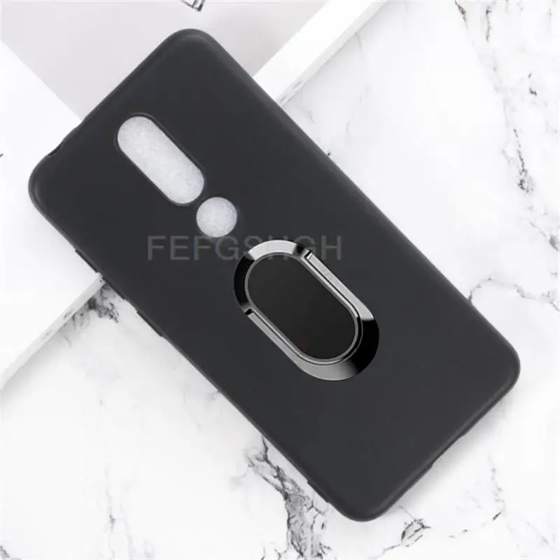 For Nokia 5.1 Plus X5 TA-1120 TA-1105 TA-1102 Back Ring Holder Bracket Phone Case Smartphone TPU Soft Silicone Cover