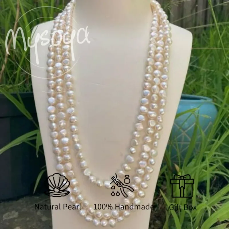 

MYSOYA белое ожерелье из пресноводного жемчуга в стиле барокко 8-9 мм с подарочной коробкой, подарок на день рождения для нее, подходит для свадьбы/Рождества