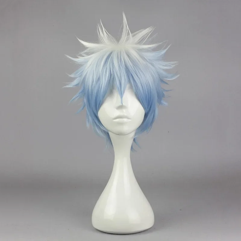 Peluca de Anime Gintama Sakata Gintoki, disfraz de Cosplay, alma plateada, pelo corto para hombres y mujeres, pelucas para fiesta de Halloween + redecilla