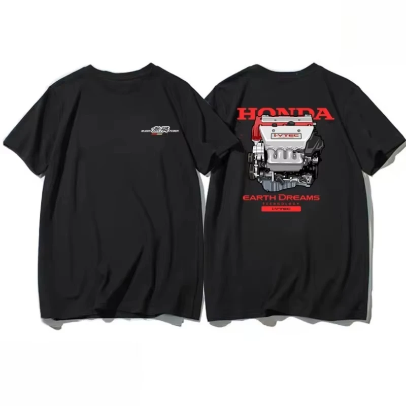 

Honda 2026 New Hot Summer 2025 JDM Racing T-shirt Cotton Cultural Shirt Custom Honda Civic FD2 Sports Car K20 Engine Casual