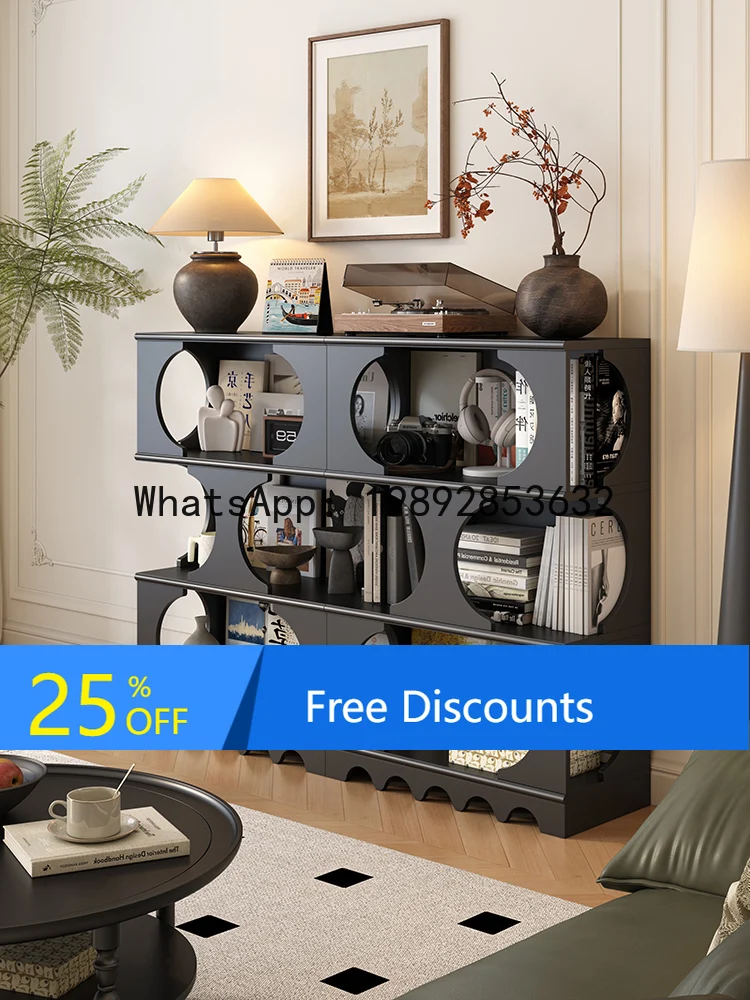 

LYY French Retro Half-Wall Bookshelf Free Combination Living Room Display Sofa Side Vintage Style Solid Wood Display