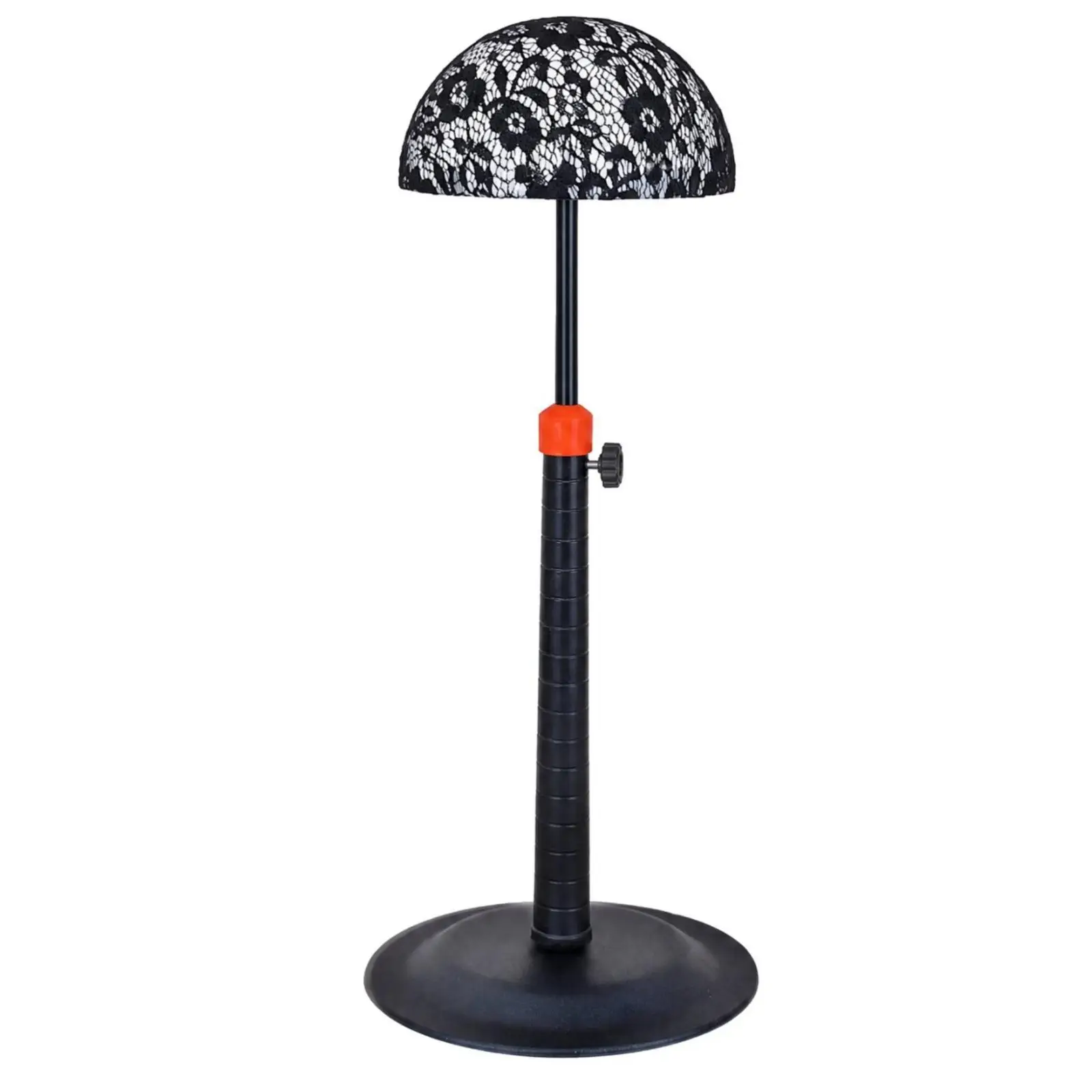 Adjustable Hairpiece Stand Support for Hat and Wig Display with Stable Iron Circular Base
