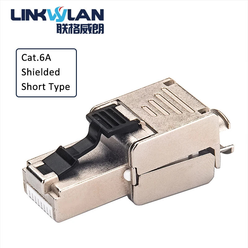 Linkwylan Cat6A Ethernet Toolless Connector Short Type Plug Gigabit Shielded Network for AP Wall Panel