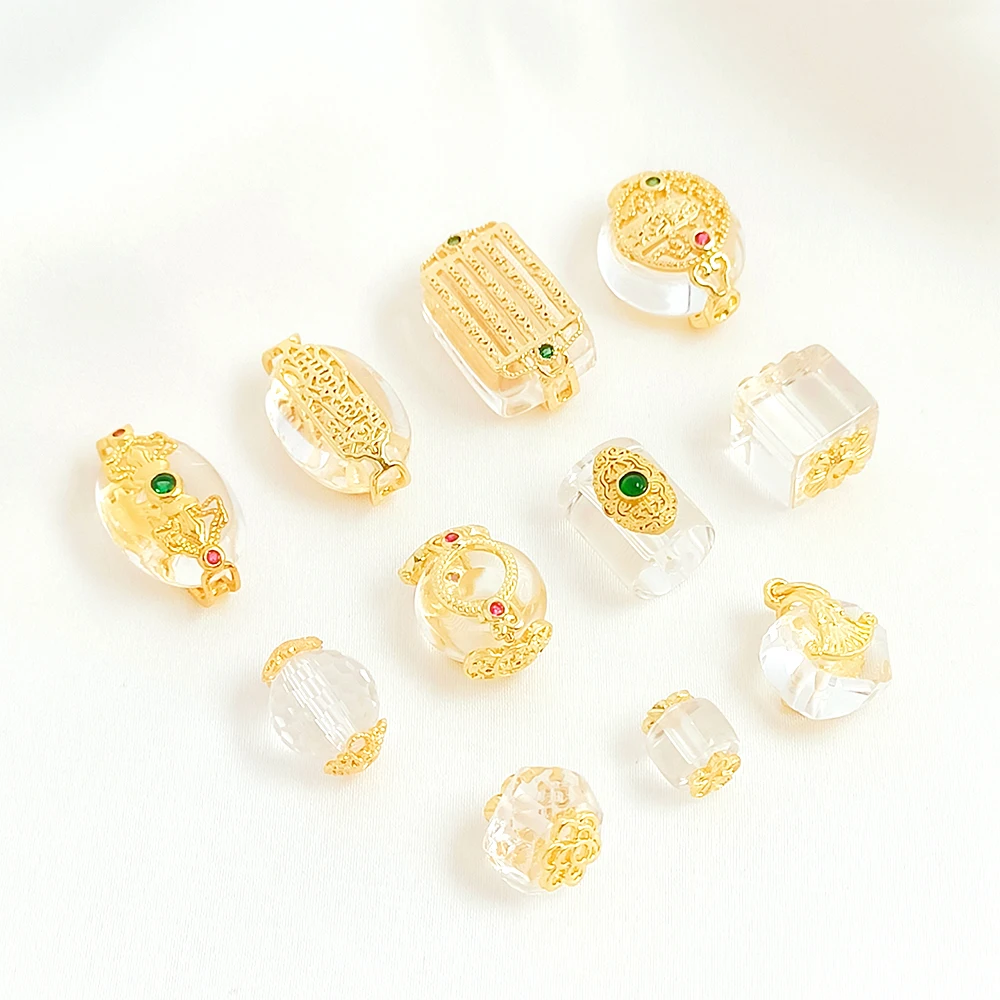 

Natural Stone White Crystal Patch Separated Bead Ginkgo Leaf Pendant DIY Jewelry Making Necklace Bracelet Accessories Materials