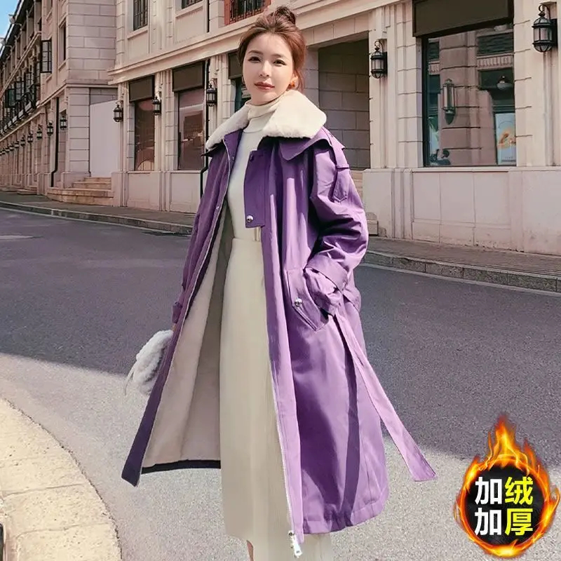 Winter Fashion Women's Down Cotton Jacket Commuter Splicing Strap Windbreaker Parkas
