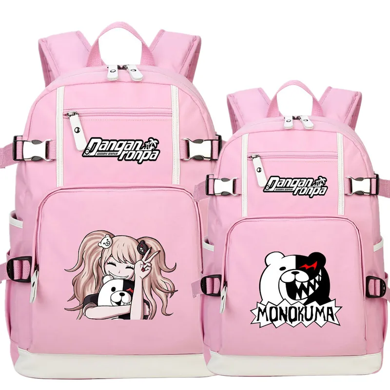 

Danganronpa Monokuma Anime USB Port Backpack Knapsack Packsack School Student Book Zipper Laptop Travel Bags