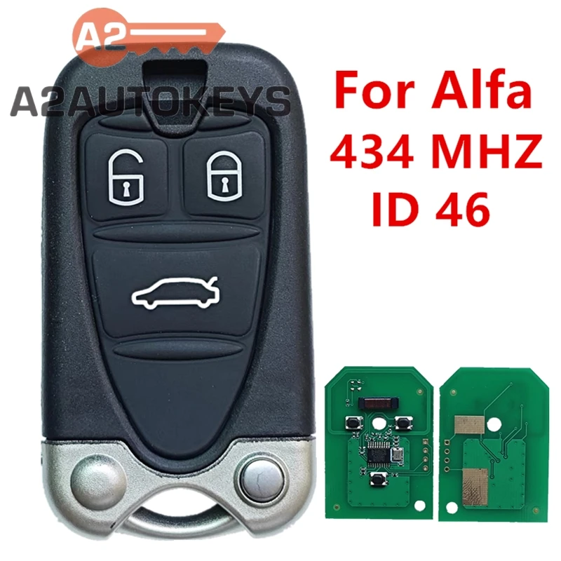 A2AUTOKEYS 434 MHz ID46 3 Buttons Car Key For Alfa Romeo 159 Brera Spider 2005 2006 2007 2008 2009 2010 2011 P/N: 71740257