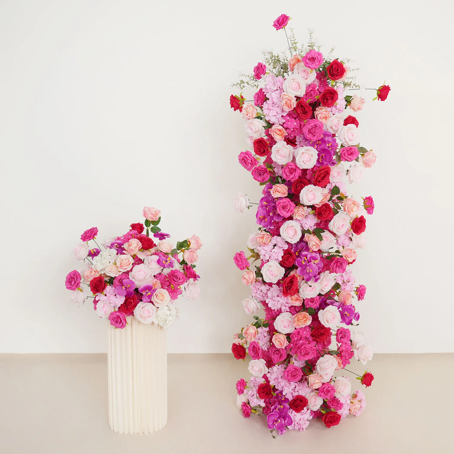 

Uflower Purple Pink Red Rose Pompom Wedding Backdrop Decor Arch KT Board Decor Floral Arrangement Table Flower Event Party Props