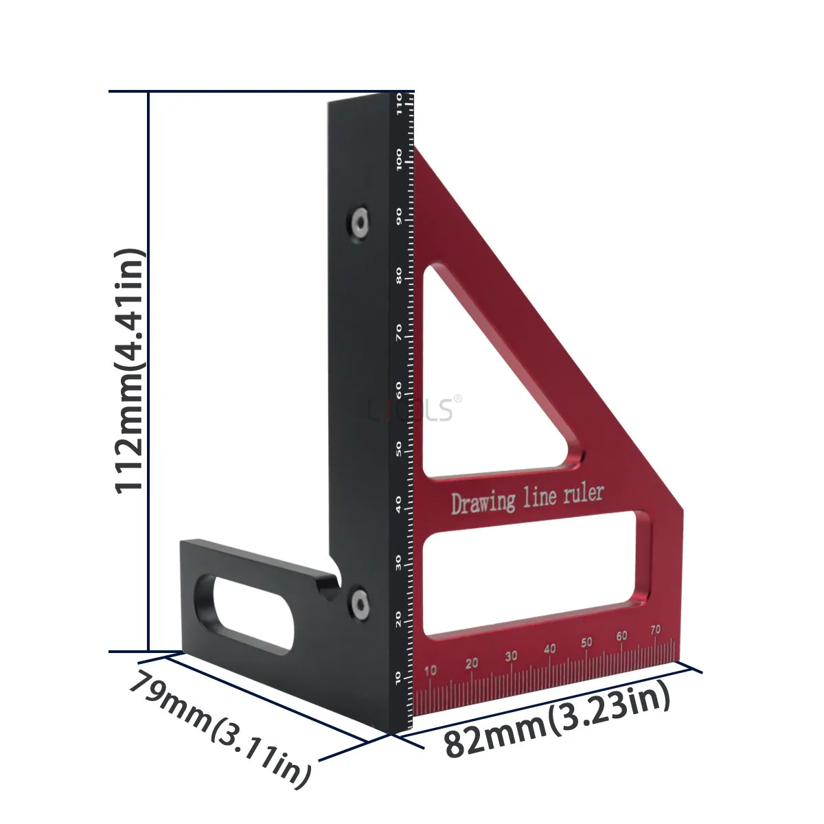 Dreieckslineal für die Holzbearbeitung, langlebiges Positionierungsmesslineal aus Aluminiumlegierung, präzise handgefertigte Layout-Markierungswerkzeuge mit Skala