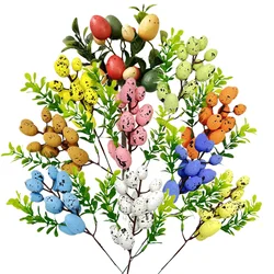 2025 Easter Egg Tree Branch Foam Fake Artificial Flower DIY Colorful Easter Bouquet Festival Party Home Accessories Decorations
