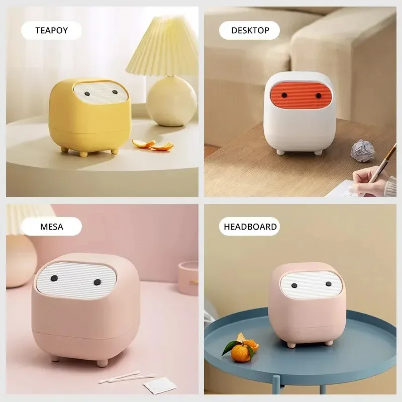 1pc New Ninja Desktop Trash Can Creative Small Office Mini Double Layer Press Trash Can Cute Ins Mini Trash Storage Box