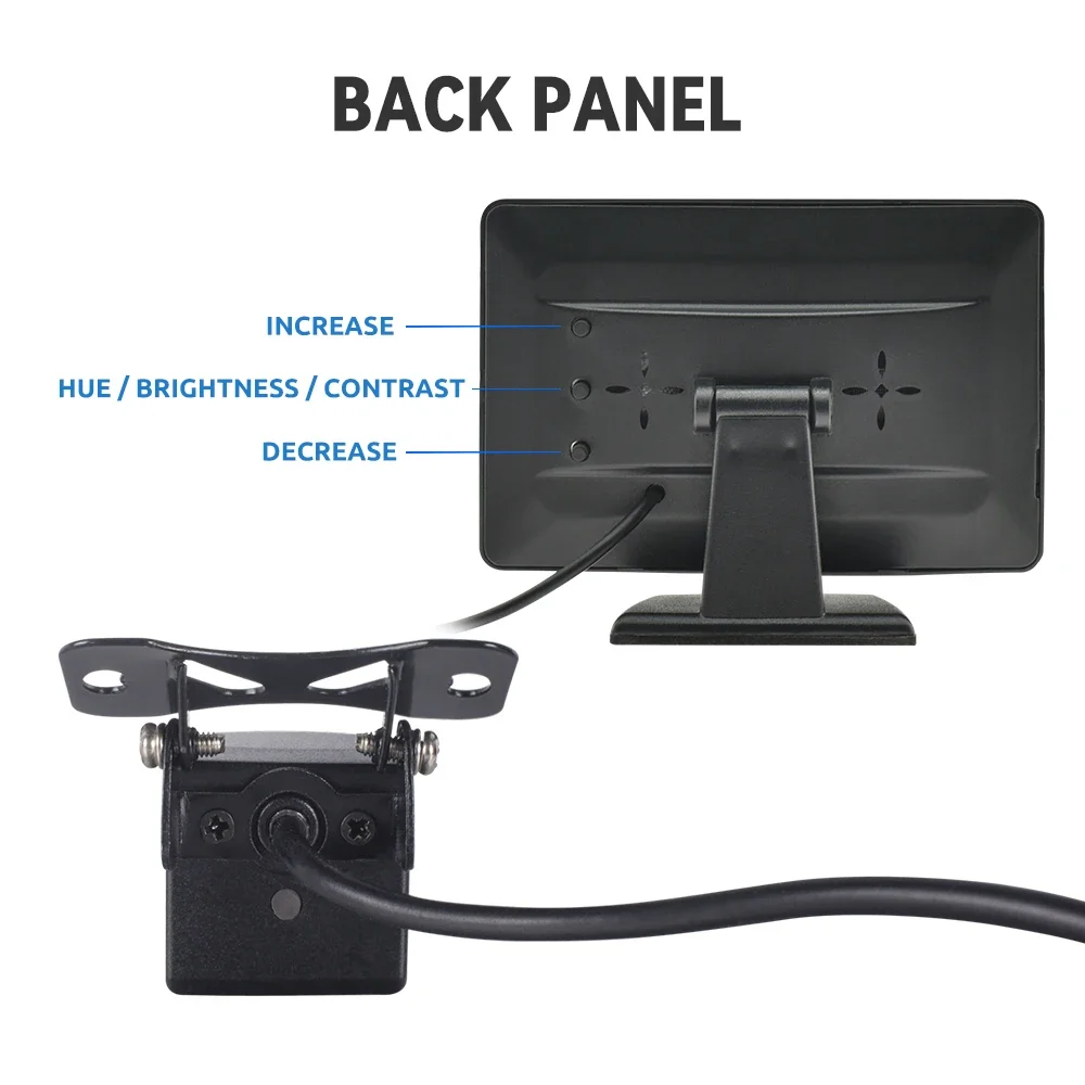 Car Rear View Camera with Monitor 4.3 Inch for Vehicle Parking LED HD Reversing Camera LCD Screen USB Easy Installation