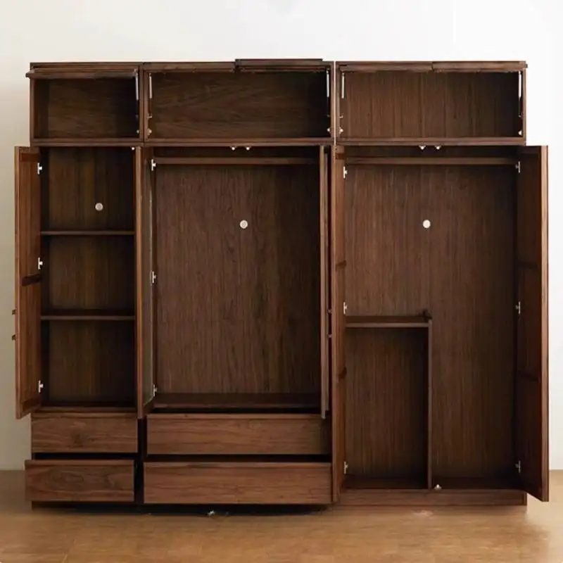 Large Customized Wardrobes Japanese Style Glossy Wooden Bedroom Wardrobes Space Saving Storage Armadio Guardaroba Furniture Home