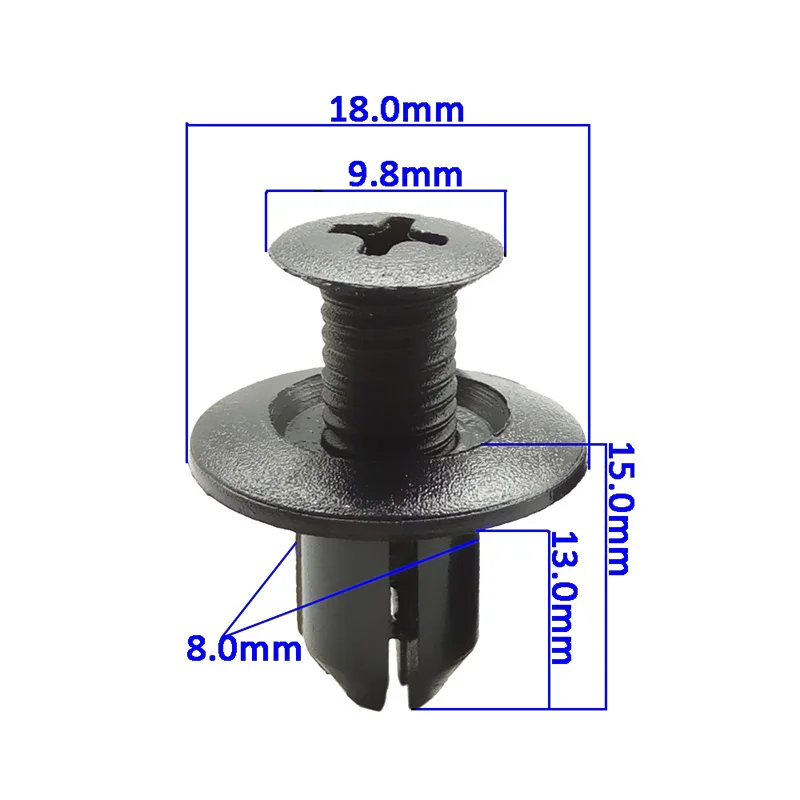 50 шт., пластиковые винты 8 мм для крыльев бампера