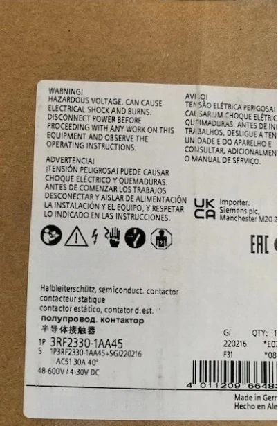 

Brand New 1pcs 3RF2330-1AA45 Solid State Contactor Hot Selling Expedited shipping